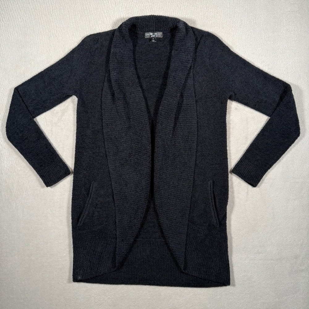 Barefoot Dreams Cardigan Womens Medium Black CozyChic Lite Open Front Loungewear